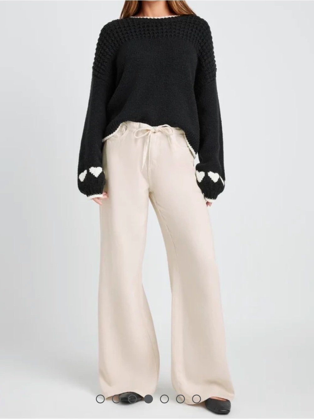 Splendid Lounge Denim Drawstring Wide Leg Denim Pant Ivory (Moonstone) XS